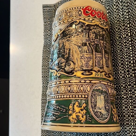 Coors brewing Company Brazil  1990 edition raised ceramic beer mug 1935 print - Picture 4 of 7